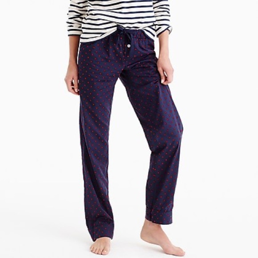 Small J. Crew Pajama Pant with Red Velvet Dots